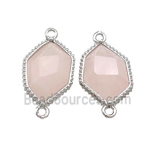 Pink Rose Quartz Prism Connector Platinum Plated