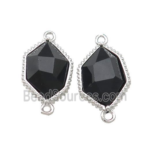 Black Onyx Agate Prism Connector Platinum Plated