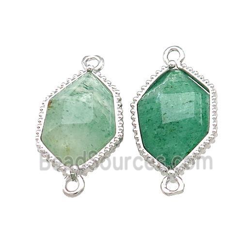 Green Strawberry Quartz Prism Connector Platinum Plated