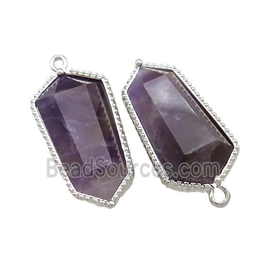 Purple Amethyst Prism Pendant Platinum Plated