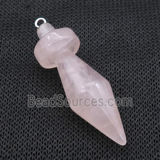 Natural Pink Rose Quartz Pendulum Pendant