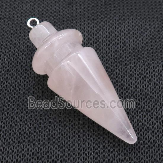 Natural Pink Rose Quartz Pendulum Pendant