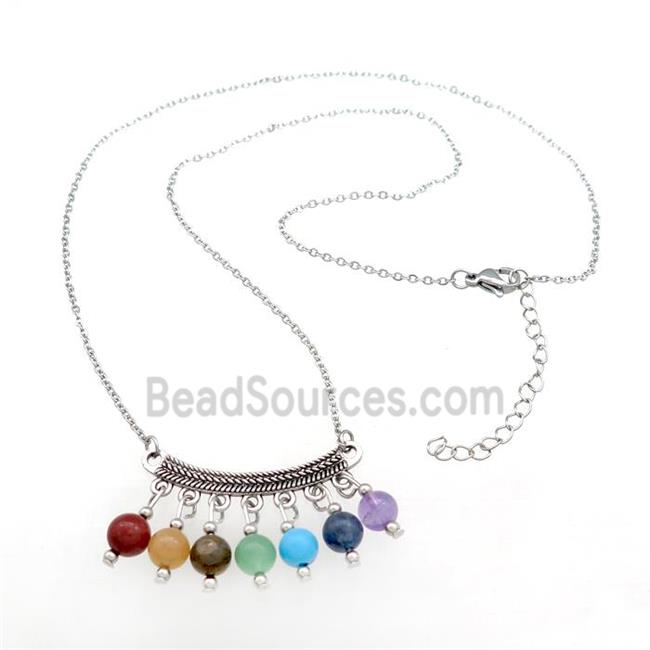 Gemstone Chakra Necklace Alloy Platinum Plated