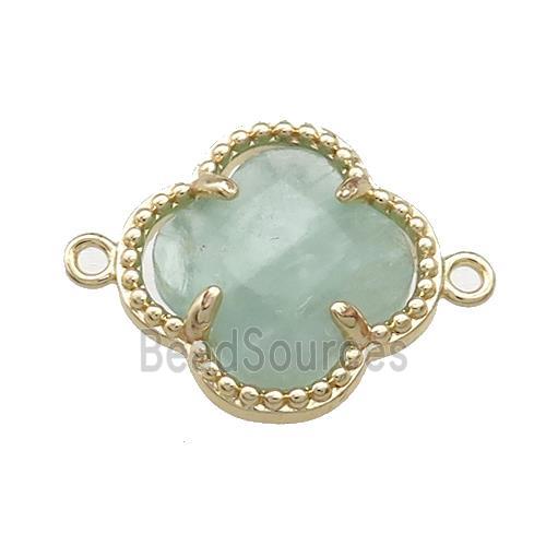 Green Quartz Clover Connector Gold Plated