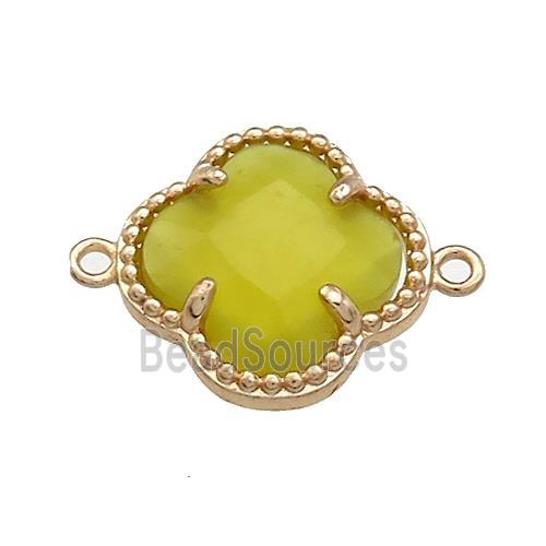 Lemon Jade Clover Connector Gold Plated