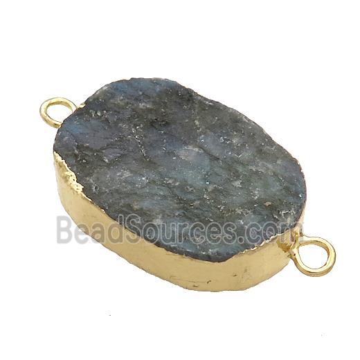 Apatite Oval Connector Rough Gold Plated