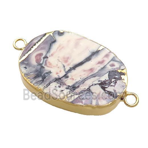 Chohua Jasper Oval Connector Flat Gold Plated