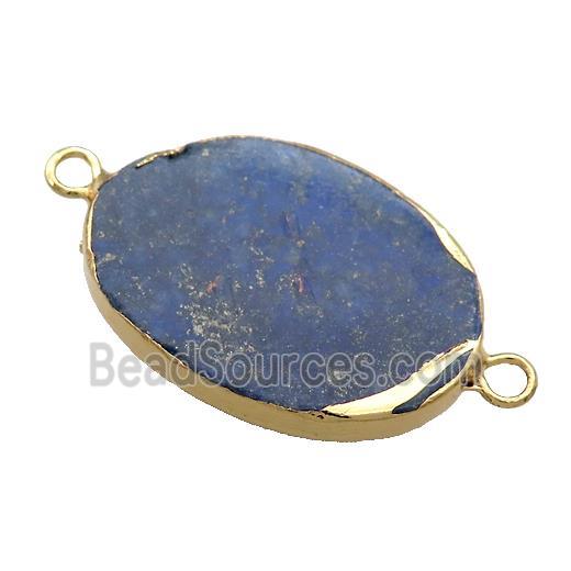 Blue Lapis Lazuli Oval Connector Flat Gold Plated