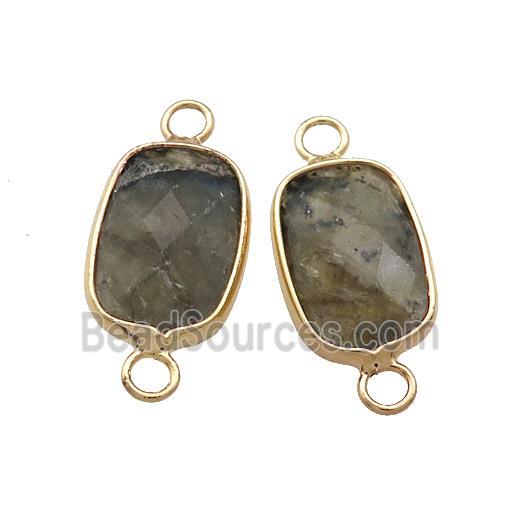 Labradorite Rectangle Connector Faceted Gold Plated