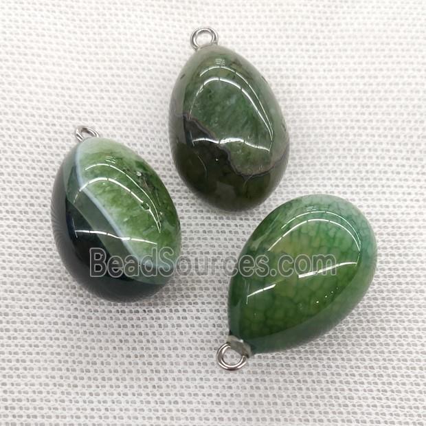 Natural Agate Druzy Egg Pendant Green Dye