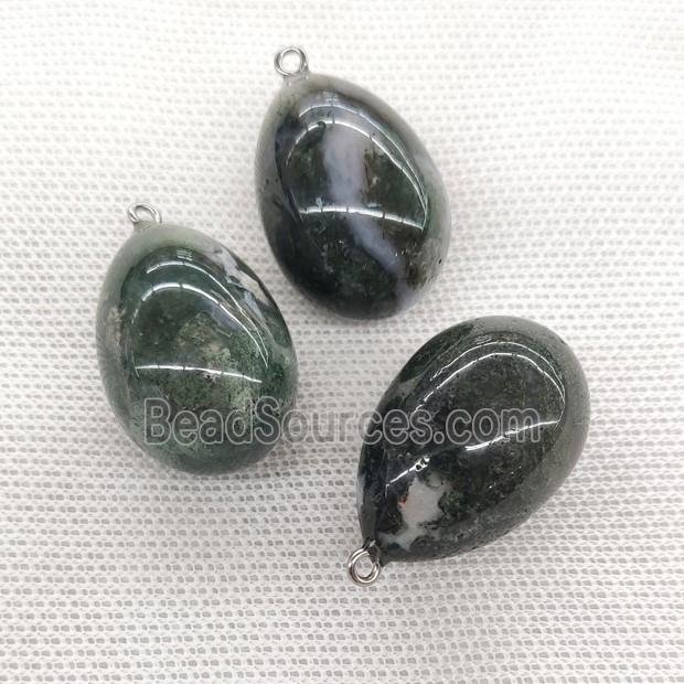 Natural Moss Agate Egg Pendant Green