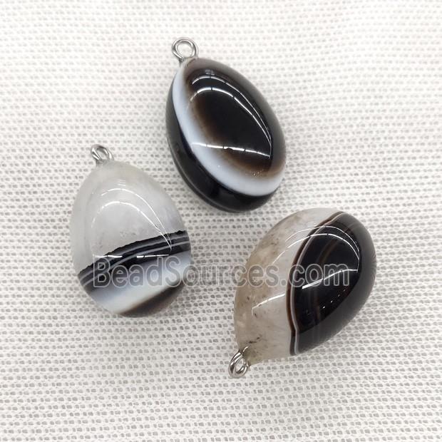 Natural Agate Egg Pendant White Black