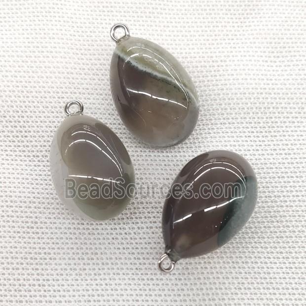 Natural Gray Agate Egg Pendant