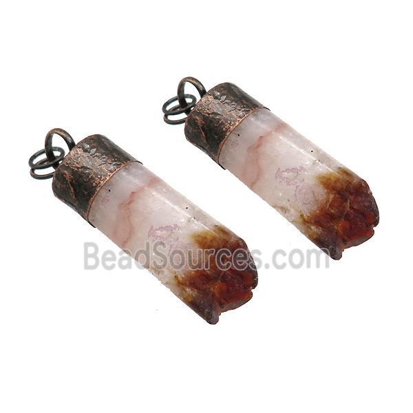 Natural Citrine Druzy Column Pendant Antique Red