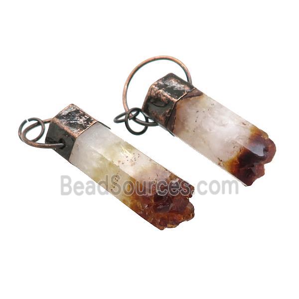 Natural Citrine Druzy Column Pendant Faceted Antique Red