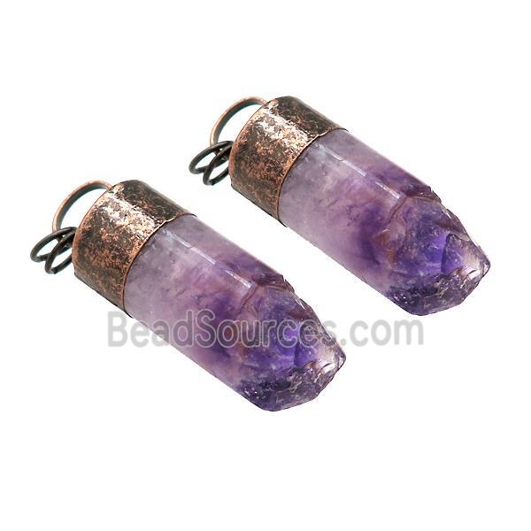 Natural Purple Amethyst Drauzy Column Pendant Antique Red