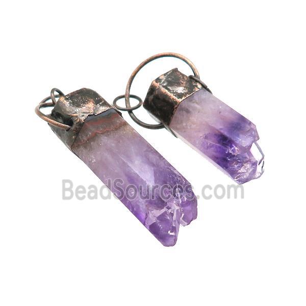 Natural Purple Amethyst Drauzy Column Pendant Faceted Antique Red