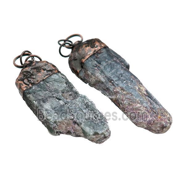 Natural Blue Kyanite Pendant Stick Antique Red