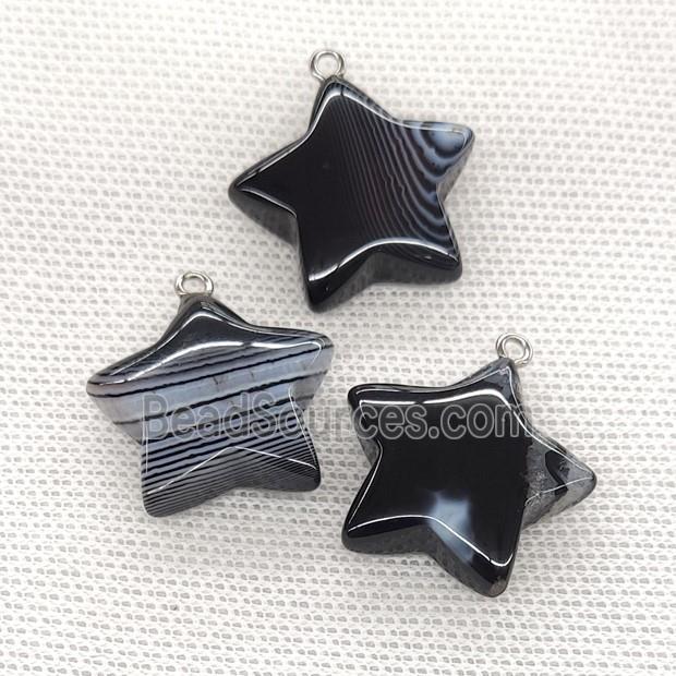 Black Band Agate Star Pendant Stripe