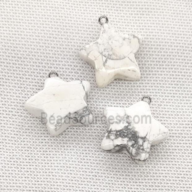 Natural White Howlite Turquoise Star Pendant