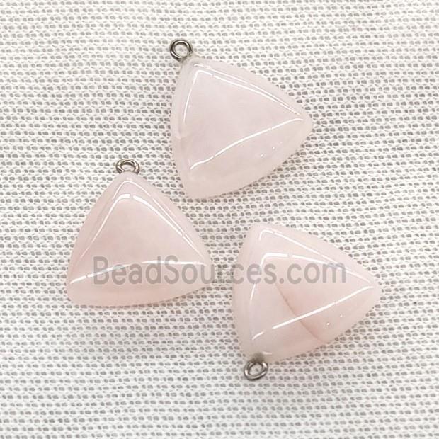 Natural Pink Rose Quartz Triangle Pendant