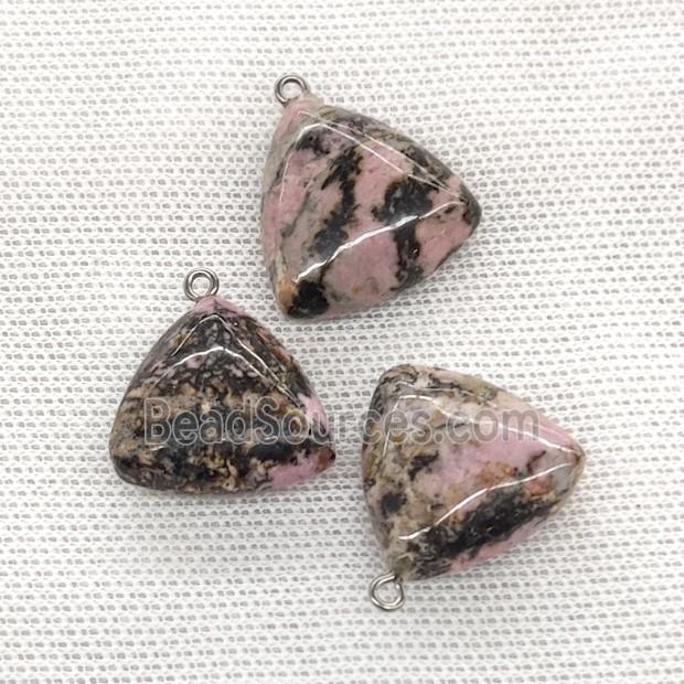 Natural Chinese Rhodonite Triangle Pendant Pink