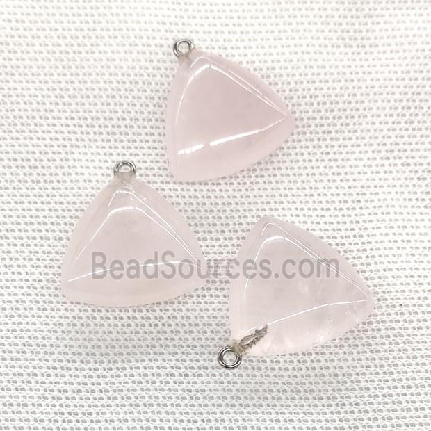 Natural Pink Rose Quartz Triangle Pendant