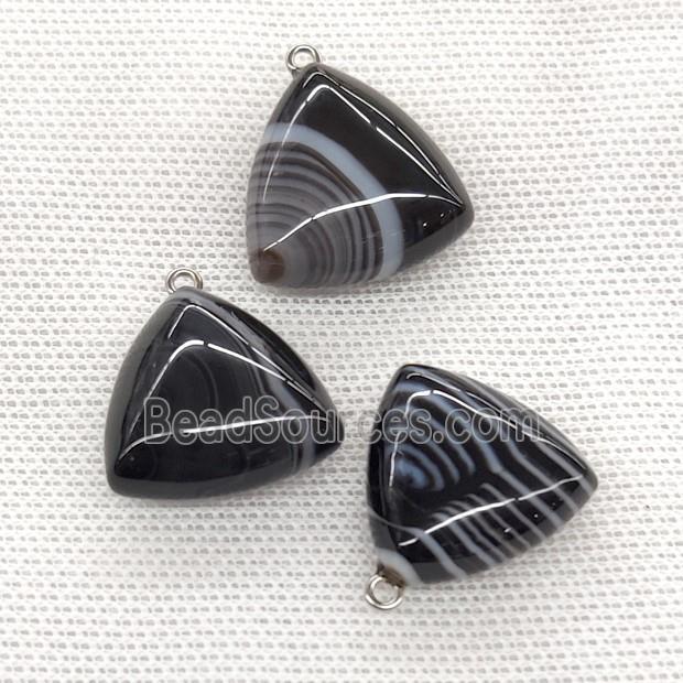 Natural Stripe Agate Triangle Pendant Black Band