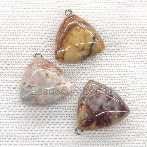 Natural Crazy Lace Agate Triangle Pendant Multicolor