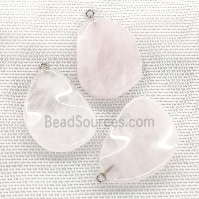 Natural Pink Rose Quartz Teardrop Pendant Twist