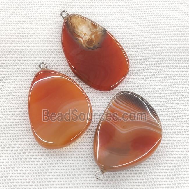 Natural Agate Teardrop Pendant Twist Red Dye