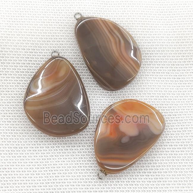 Natural Agate Teardrop Pendant Twist Brown Dye