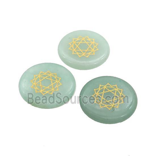 Natural Green Aventurine Coin Beads Undrilled Yoga Chakra Element Symbols