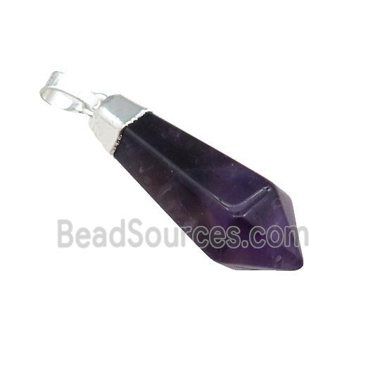 Purple Amethyst Pendulum Pendant Silver Plated