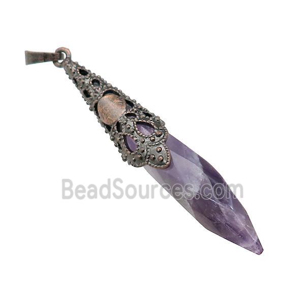 Natural Purple Amethyst Pendulum Pendant Antique Red