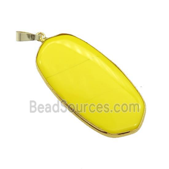 Howlite Oval Pendant Yellow Dye Gold Plated