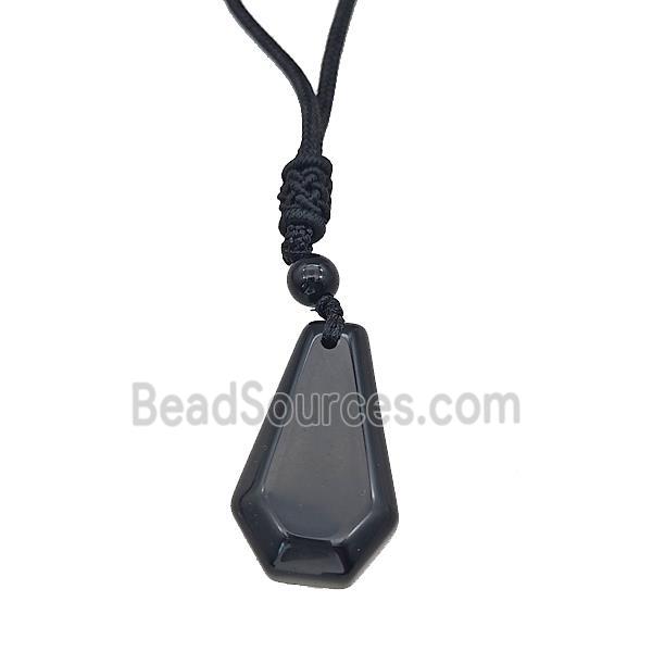 Black Obsidian Necklaces Adjustable Nylon Rope