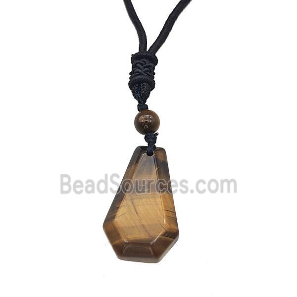 Natural Tiger Eye Stone Necklaces Adjustable Nylon Rope