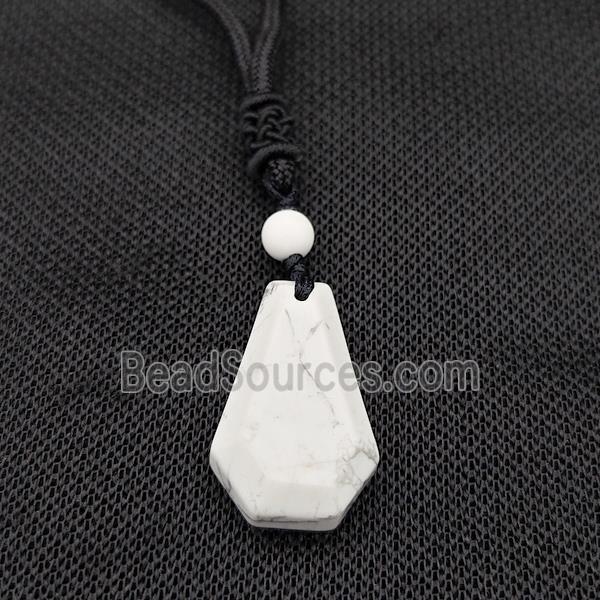 White Howlite Turquoise Necklaces Adjustable Nylon Rope