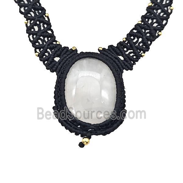 Clear Quartz Necklaces Adjustable Nylon Rope