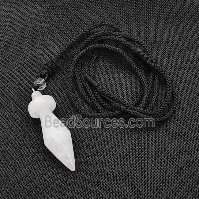 Clear Quartz Pendulum Necklace Black Nylon Rope