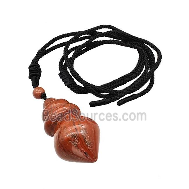 Red Jasper Dowsing Pendulum Necklace Black Nylon Rope