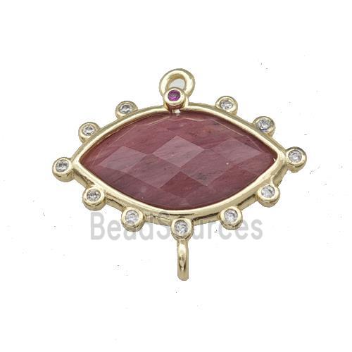 Pink Wood Lace Jasper Eye Connector Gold Plated