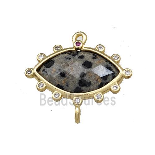 Black Dalmatian Jasper Eye Connector Gold Plated