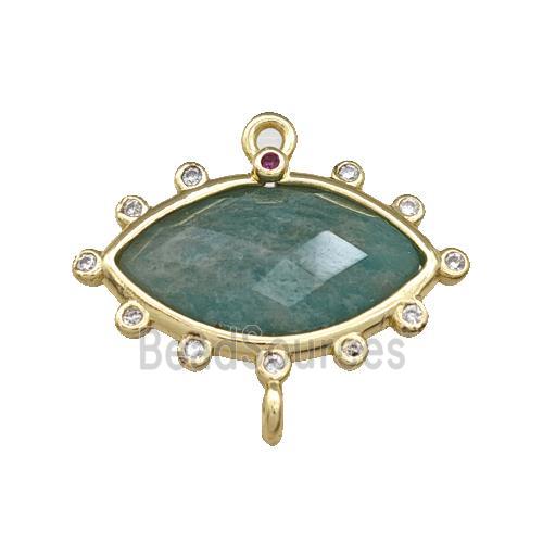 Natural Green Amazonite Eye Connector Gold Plated