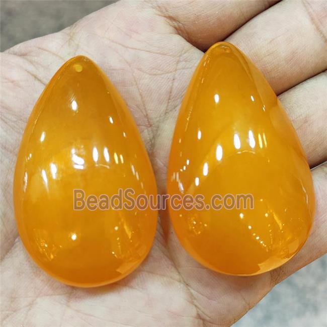 Synthetic Amber Teardrop Pendant Orange Resin