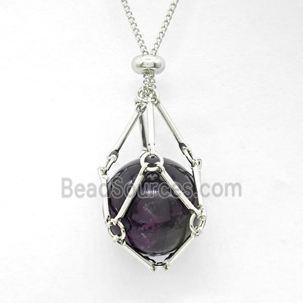 Natural Amethyst Necklace Platinum Plated