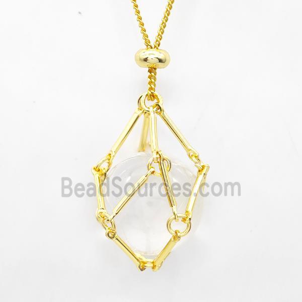 Natural Clear Quartz Necklace Gold Plated