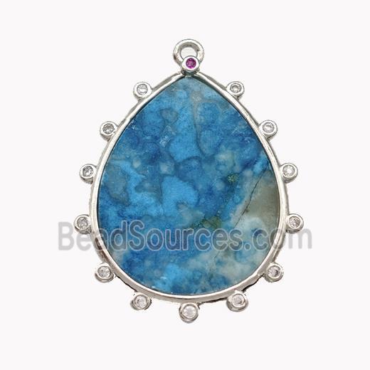 Natural Howlite Turuqoise Teardrop Pendant Blue Dye