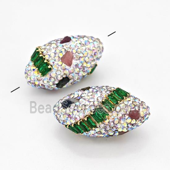 Clay Rice Beads Pave White Rhinestone Tourmaline